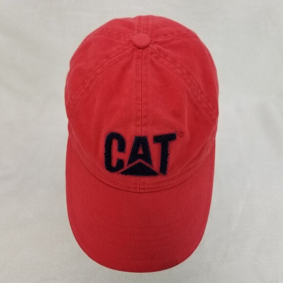 ✅Caterpillar CAT Authentic Baseball Cap Red Raised Black Logo Adjustable OSFA - Picture 4 of 11